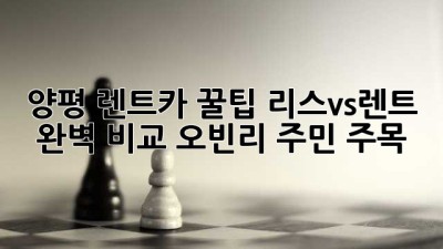 양평 렌트카 꿀팁🍯: 리스vs렌트 완벽 비교 (오빈리 주민 주목!)